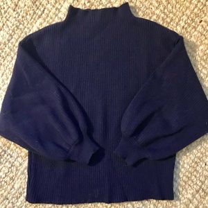 Navy Blue Ribbed Line & Dot Sweater